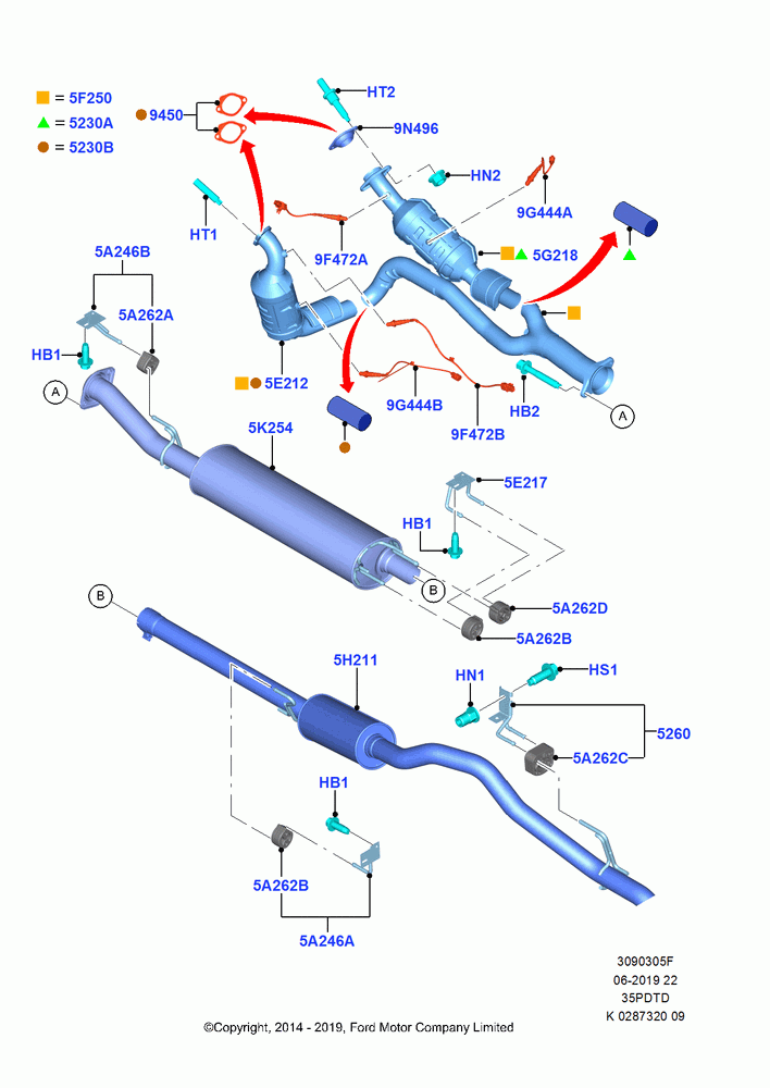 05F - Exhaust System, 3.5L V6 GTDI; 21/APR/2014-21/OCT/2019
