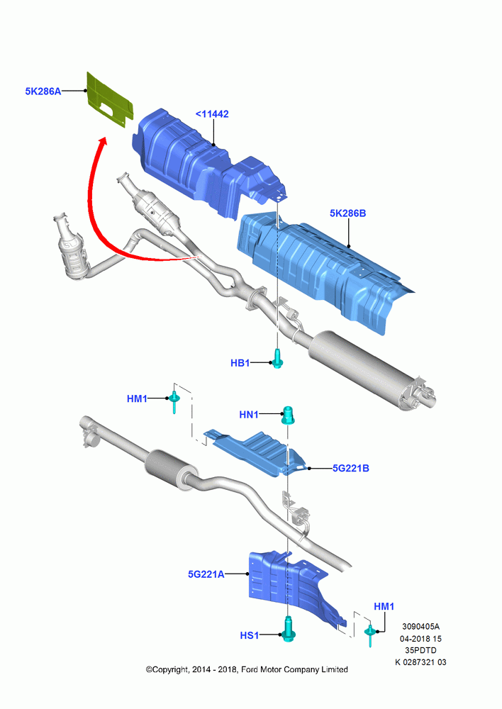 05A - Heat Shields - Exhaust System, 3.5L V6 GTDI; 21/APR/2014