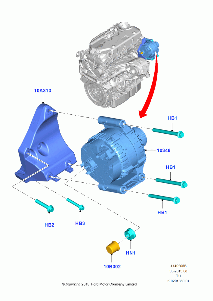 05B - Alternator and Mountings, 3.2L Duratorq-TDCi (200PS) - Puma; 21/APR/2014