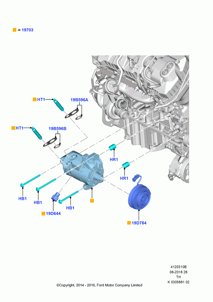 10B - Air Conditioning Condensr/Compressr, 3.7L 4V PFI V6 NA Gas, 3.5L V6 GTDI, With Air Conditioning, Compressor Assy; 21/APR/2014-21/OCT/2019