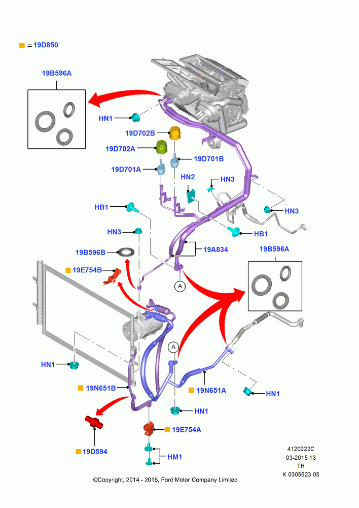 22C - Air Conditioning System, 3.2L Duratorq-TDCi (200PS) - Puma, With Rear Seat Climate Control, FRONT; 21/APR/2014-21/OCT/2019