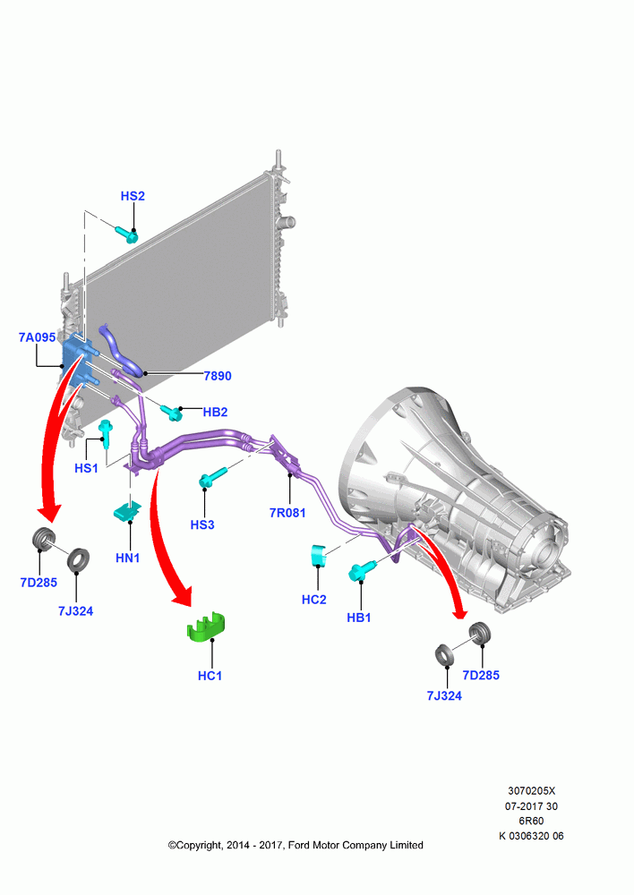 05X - Transmission Cooling Systems, 3.7L 4V PFI V6 NA Gas, 3.5L V6 GTDI, 6 Speed Automatic Trans (6R80); 21/APR/2014