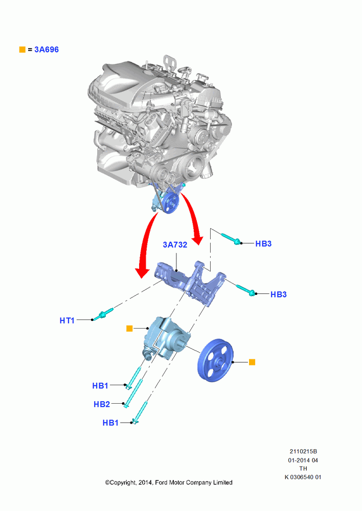 15B - Power Steering Pump Mounting, 3.7L 4V PFI V6 NA Gas, 3.5L V6 GTDI; 21/APR/2014