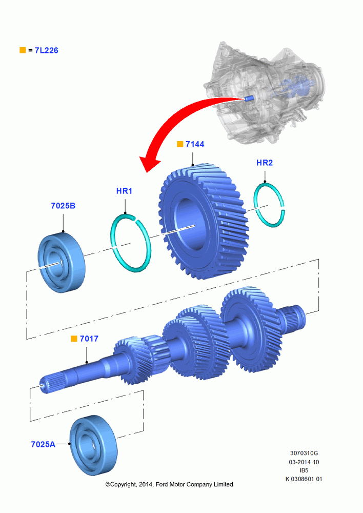 10G - Input Shaft, Gear Sets & Bearings, 1.0L EcoBoost 120PS/125PS/140PS, B5/IB5; 14/OCT/2013-01/AUG/2019