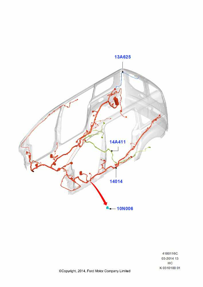 16C - Wiring - Body And Roof Console, Taxi Package - High Specification, With Taxi, Body; 03/MAR/2014-28/MAY/2018