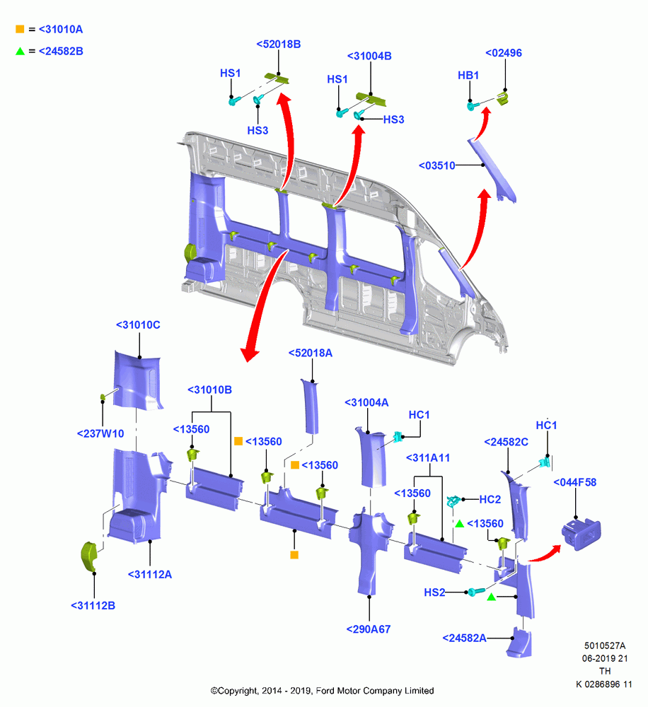 27A - Interior Cladding, Bus (M2), Crew Van, Bodyside Less Load Doors; 05/MAY/2014