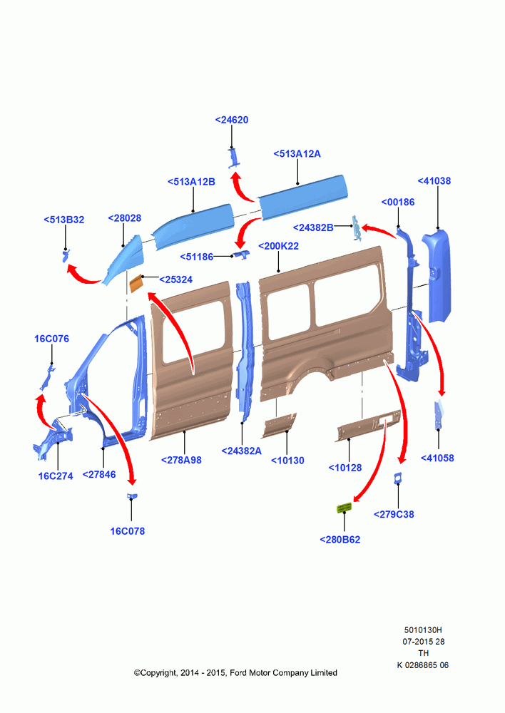 30H - Side Panels - Outer, Van/Bus, With Kerbside Side Load Doors, All Extended Frame Series, Bodyside Less Load Doors; 21/APR/2014