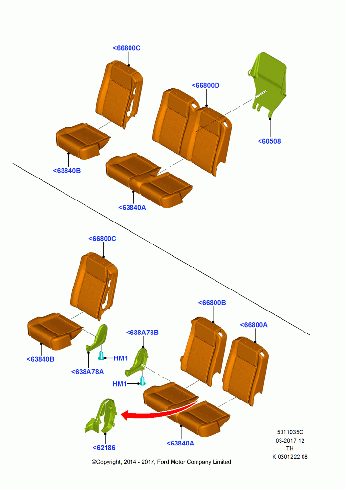 35C - Rear Seat Pads/Valances & Heating, With 3rd Row Single/Double Seat; 05/MAY/2014