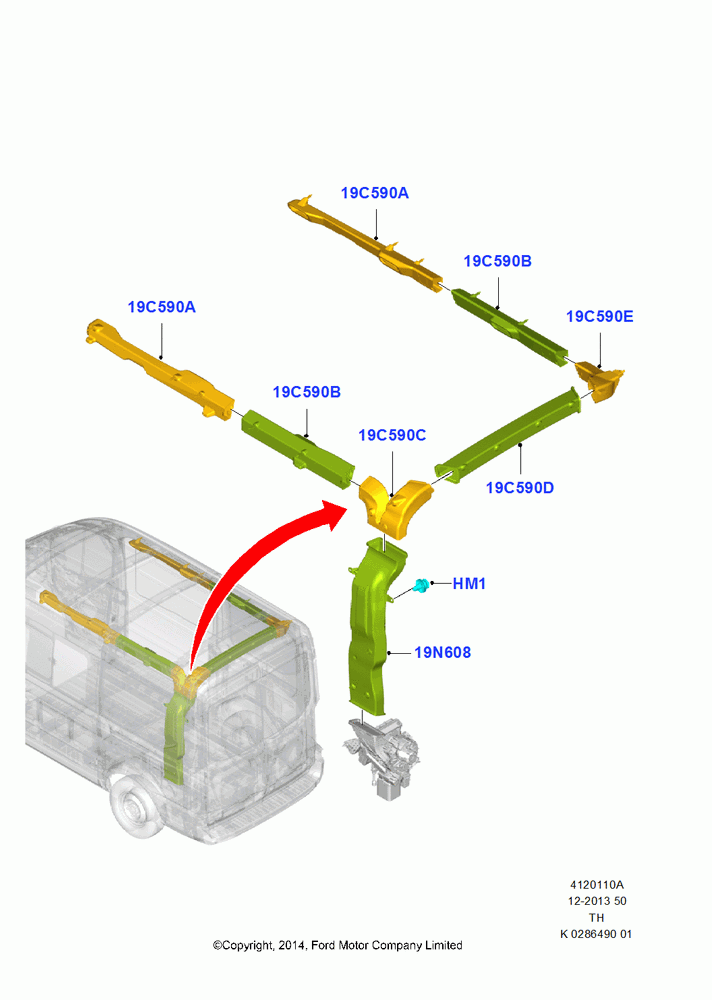 10A - AIR VENTS, DUCTS & LOUVRES - REAR, All Medium Series, Bus (M2), With Rear Seat Climate Control, Upper; 05/MAY/2014