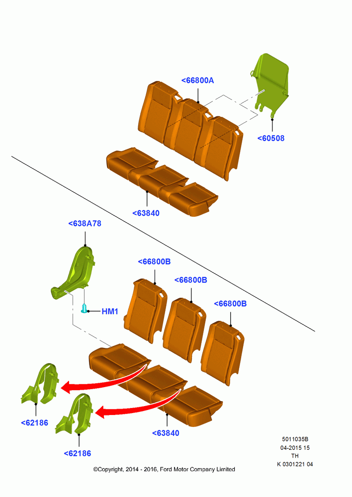 35B - Rear Seat Pads/Valances & Heating, With 2nd Row Narrow Triple Seat, With Second Row Triple Wide Seat; 05/MAY/2014