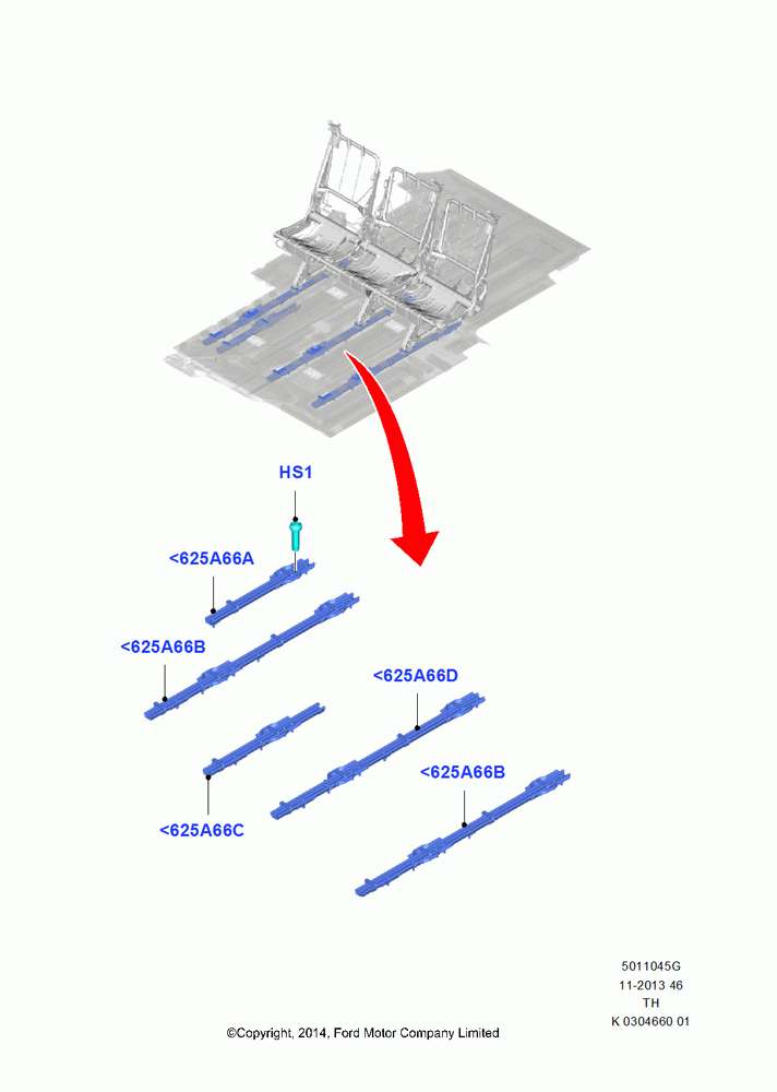 45G - Rear Seat Frame, All Medium Series, Bus (M2), Eight Pass Seat Configuration, Seat Track Support; 05/MAY/2014