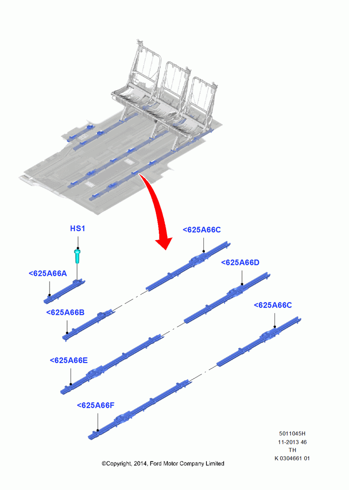 45H - Rear Seat Frame, All Medium Series, Bus (M2), With 10 Seat Configuration, Seat Track Support; 05/MAY/2014