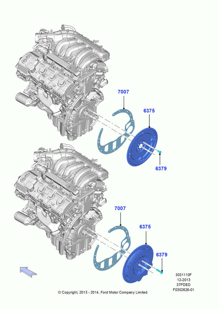 10F - Flywheel, 3.7L 4V PFI V6 NA Gas; 18/AUG/2014