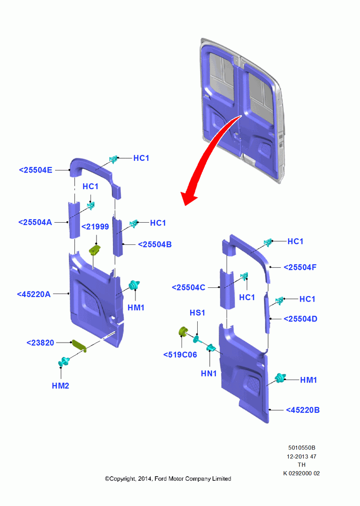50B - Back Door/Tailgate Trim Panels, Bus (M2); 05/MAY/2014