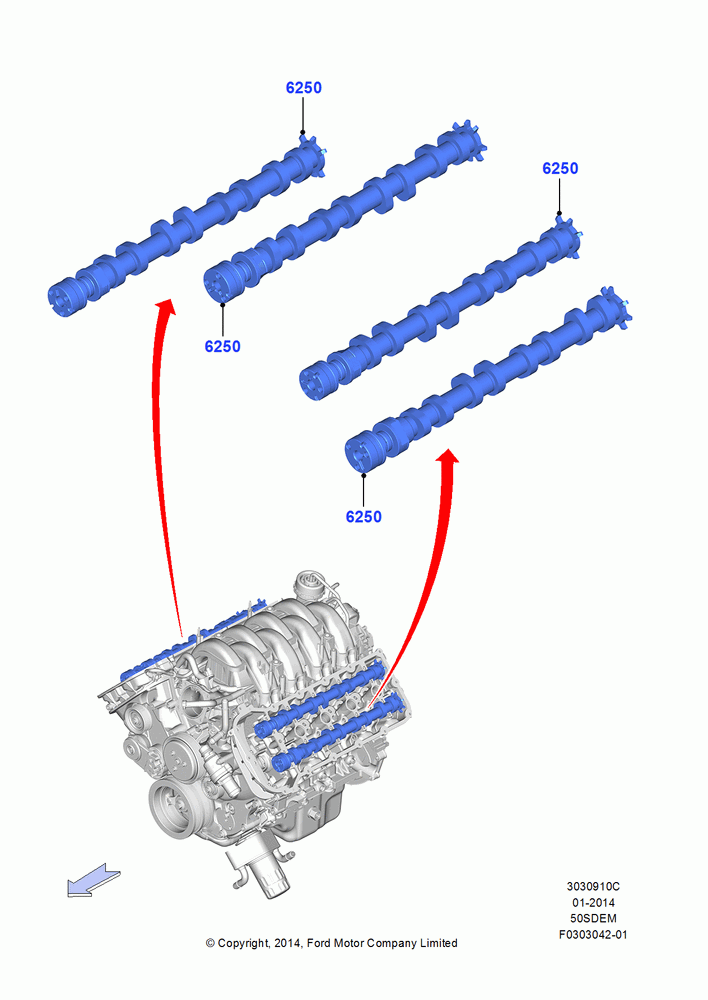 Camshaft, MOD 5.0L-4V DOHC SEFI NA