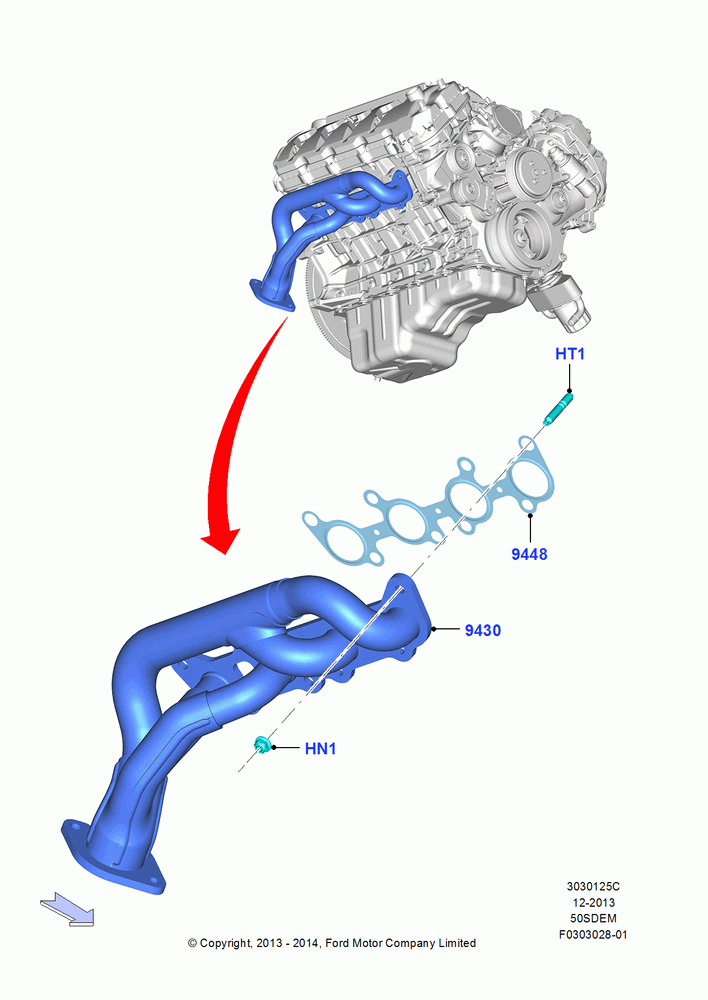 Exhaust Manifold, MOD 5.0L-4V DOHC SEFI NA