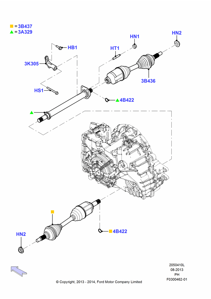 10L - Drive Shaft - Front Axle Drive, 3.5L DOHC T/C V6 Gas; 02/JUN/2014-01/MAR/2019