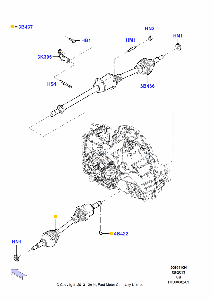 10H - Drive Shaft - Front Axle Drive, 3.5L Cyclone V6 Petrol TIVCT, 3.7L DOHC V6 Gas.; 02/JUN/2014-03/MAR/2019