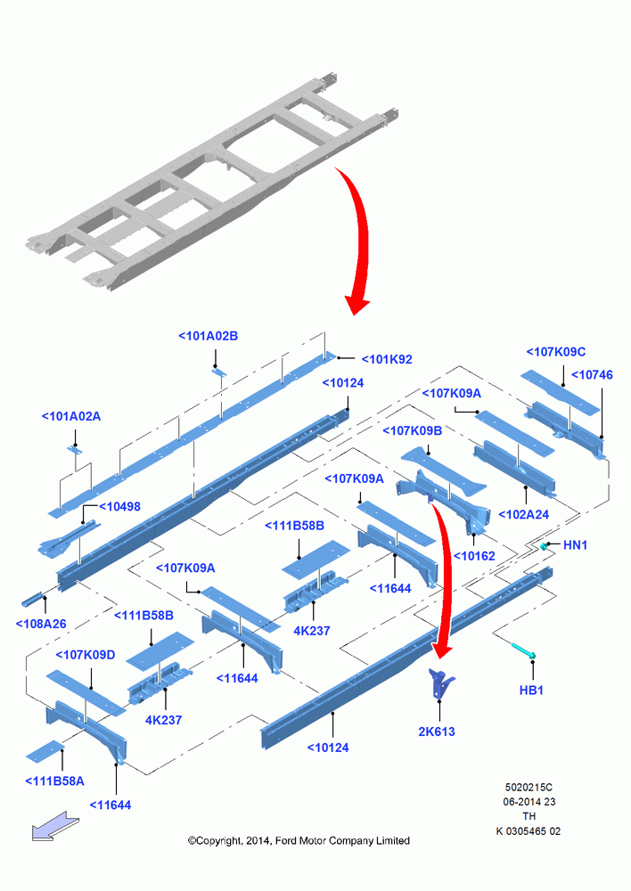 15C - Rear Chassis Members, All Cutaway/Strip Chas/Chas Cab, All Extra Long Wheelbase Series; 05/MAY/2014