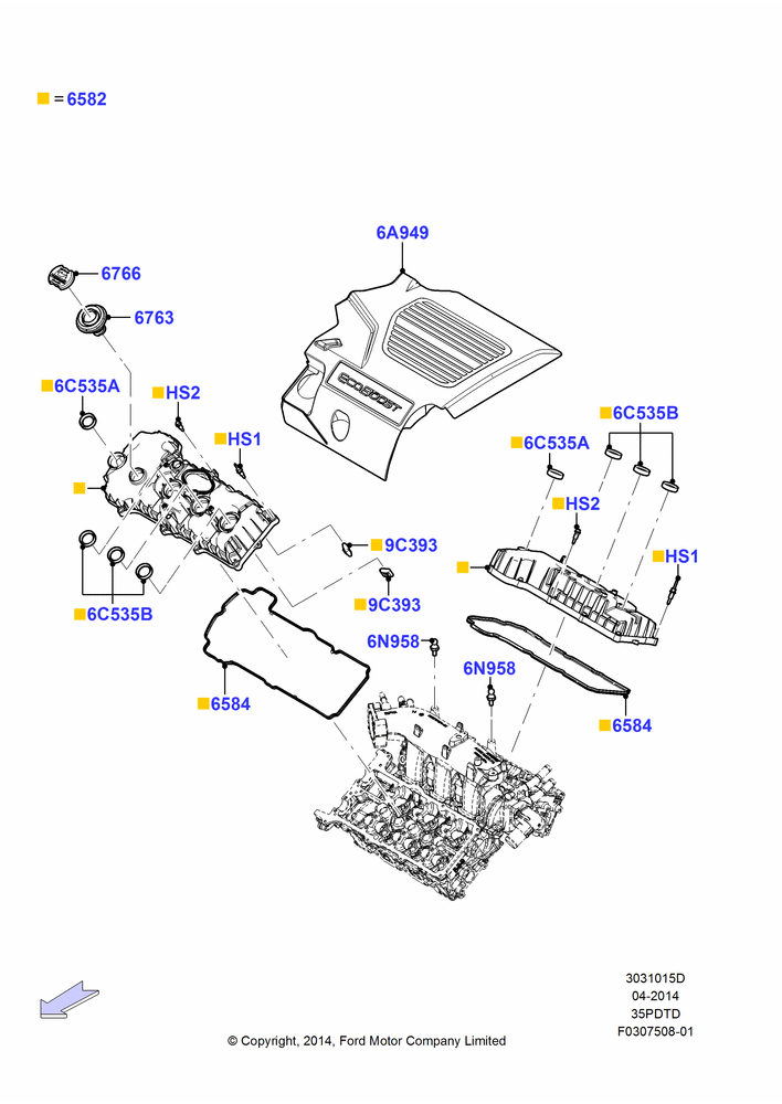 15D - Cylinder Head Cover, 3.5L DOHC T/C V6 Gas; 02/JUN/2014-01/MAR/2019