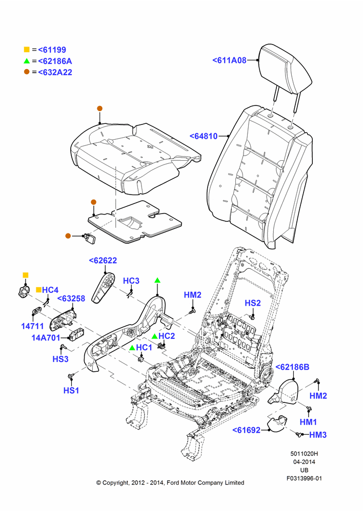 20H - Front Seat Pads/Valances & Heating, With Pass 6 Way Power Seat Adjuster; 09/JAN/2012-04/MAY/2015