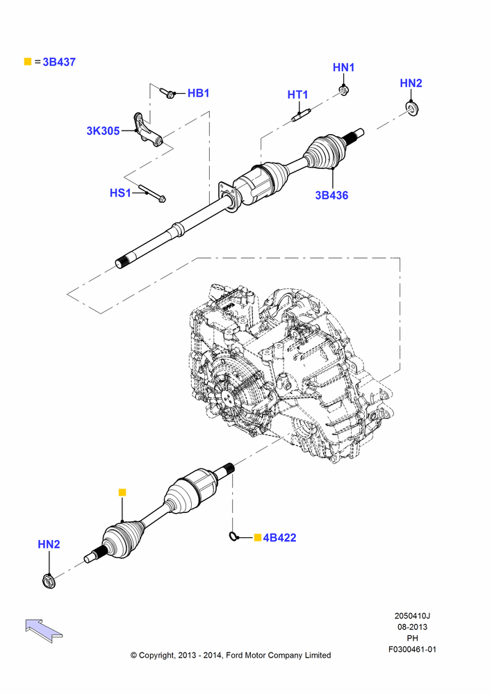 10J - Drive Shaft - Front Axle Drive, 3.5L Cyclone V6 Petrol TIVCT, Limited Version, SE Version, SEL Version; 02/JUN/2014-01/MAR/2019