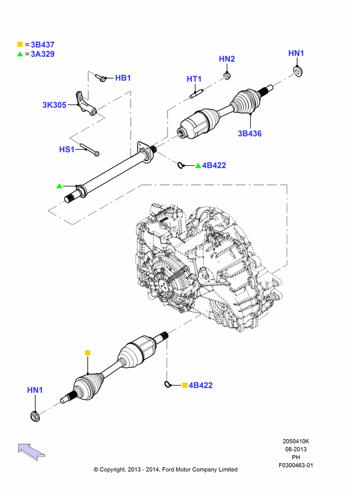 10K - Drive Shaft - Front Axle Drive, 3.5L Cyclone V6 Petrol TIVCT, 3.7L DOHC V6 Gas., Police Version; 02/JUN/2014-01/MAR/2019