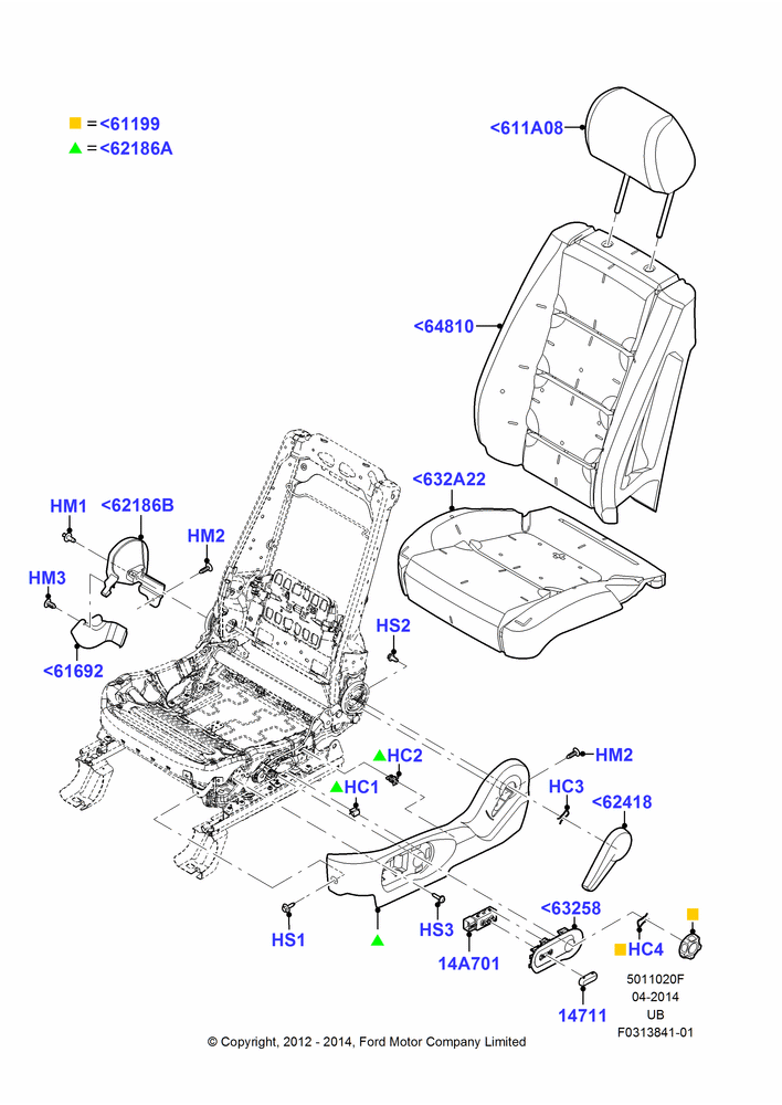 20F - Front Seat Pads/Valances & Heating, With Driver 6 Way Pwr.Seat Adjuster; 09/JAN/2012-04/MAY/2015