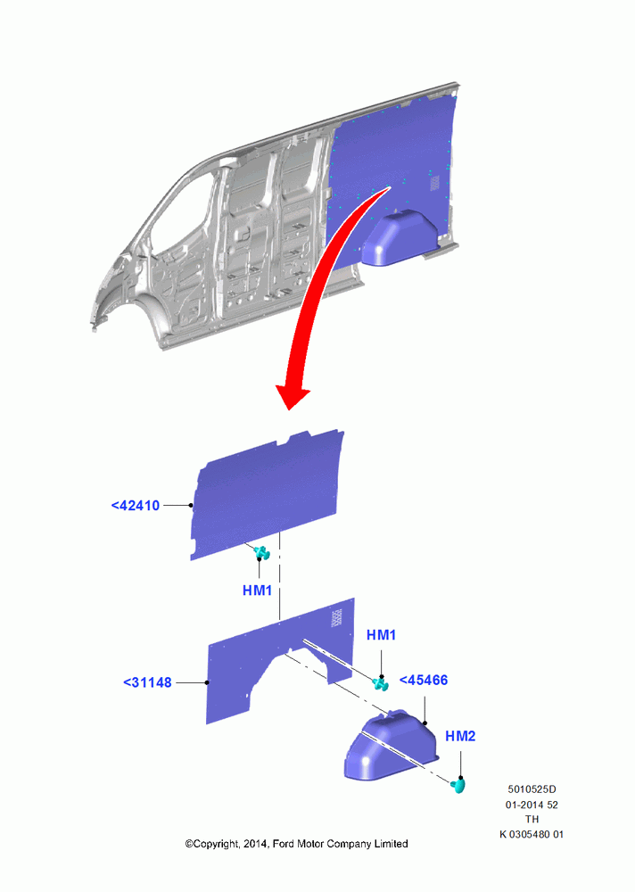 25D - Side Trim, Regular Cargo Van, With RH Hinged Side Load Door, Bodyside With Load Doors; 09/JUN/2014