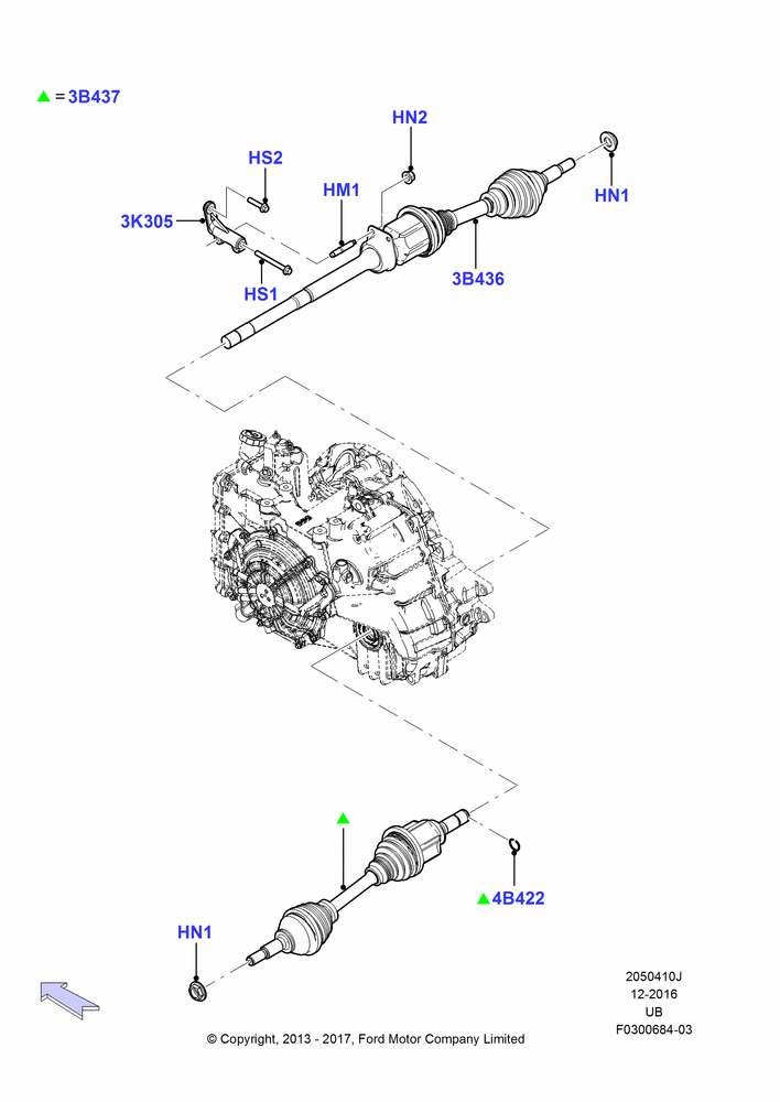 10J - Drive Shaft - Front Axle Drive, 3.5L DOHC T/C V6 Gas; 02/JUN/2014-03/MAR/2019