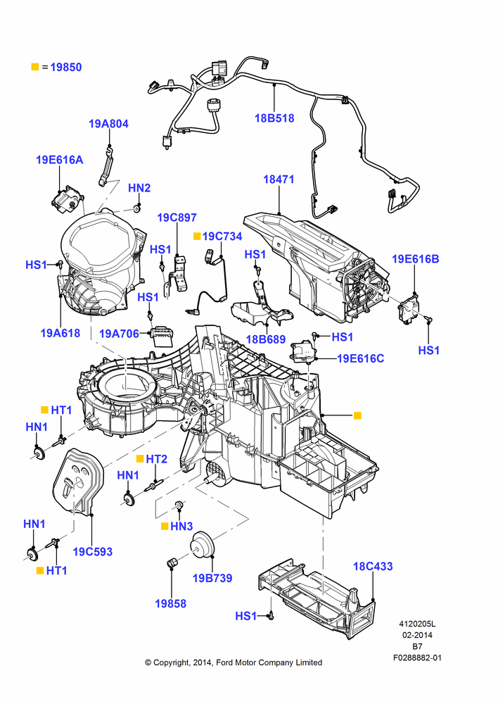 05L - Heater/Air Cond.External Components, Manual Air Conditioning; 11/AUG/2014-30/JUN/2017