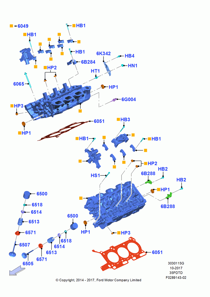 15G - Cylinder Head, 3.5L V6 GTDI; 11/AUG/2014-30/JUN/2017