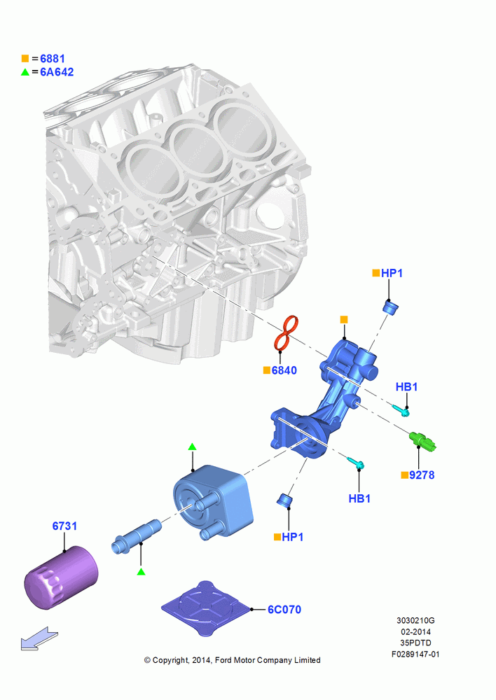 10G - Oil Cooler and Filter, 3.5L V6 GTDI; 11/AUG/2014-30/JUN/2017