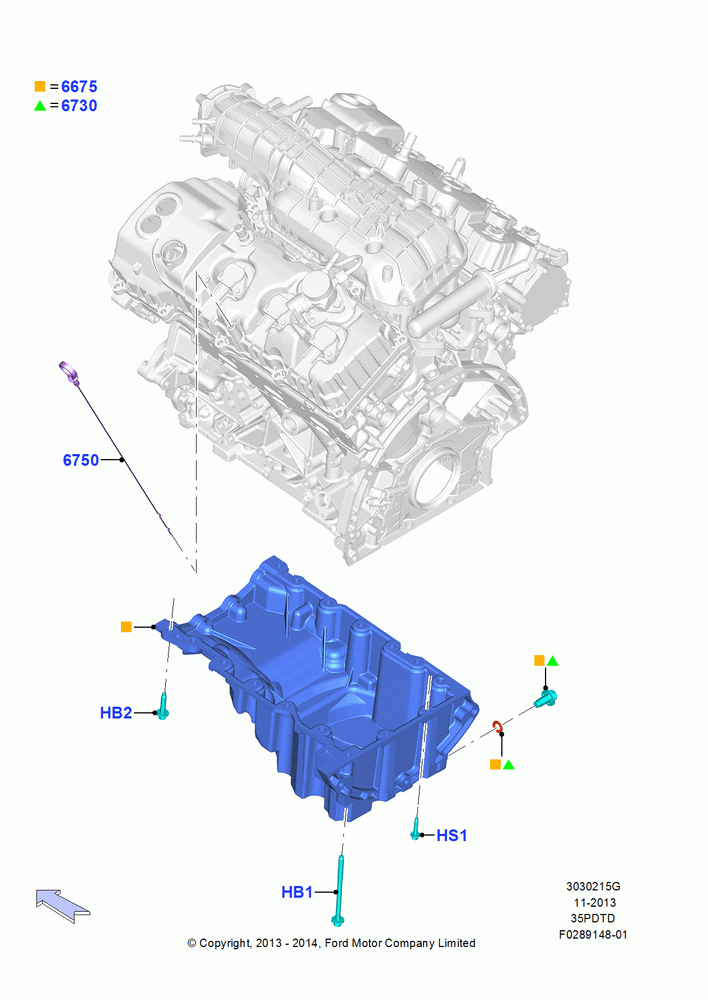 15G - Oil Pan/Oil Level Indicator, 3.5L V6 GTDI; 11/AUG/2014-30/JUN/2017