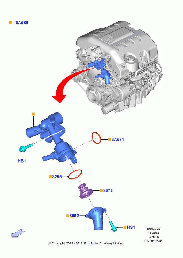 20G - Thermostat/Housing & Related Parts, 3.5L V6 GTDI; 11/AUG/2014-30/JUN/2017