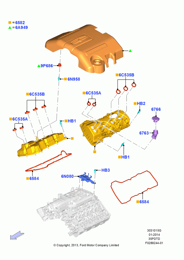 15G - Cylinder Head Cover, 3.5L V6 GTDI; 11/AUG/2014-30/JUN/2017