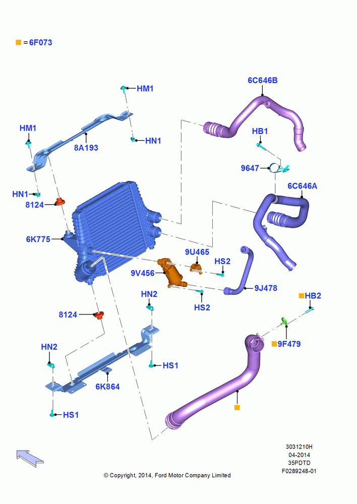10H - Intercooler/Air Ducts and Hoses, 3.5L V6 GTDI; 11/AUG/2014-30/JUN/2017