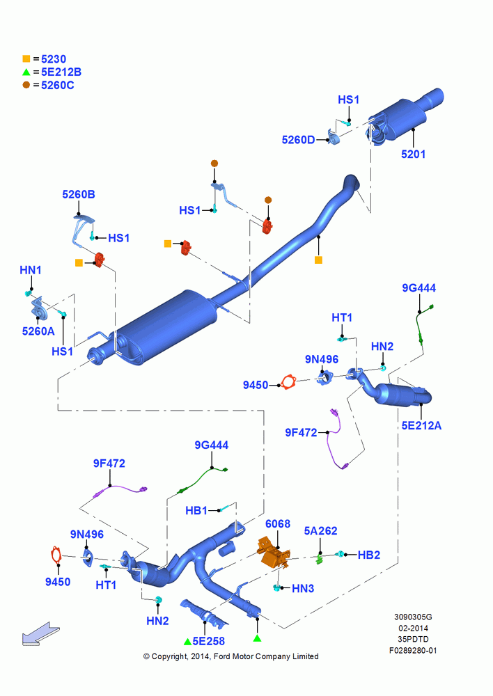 05G - Exhaust System, 3.5L V6 GTDI; 11/AUG/2014-30/JUN/2017