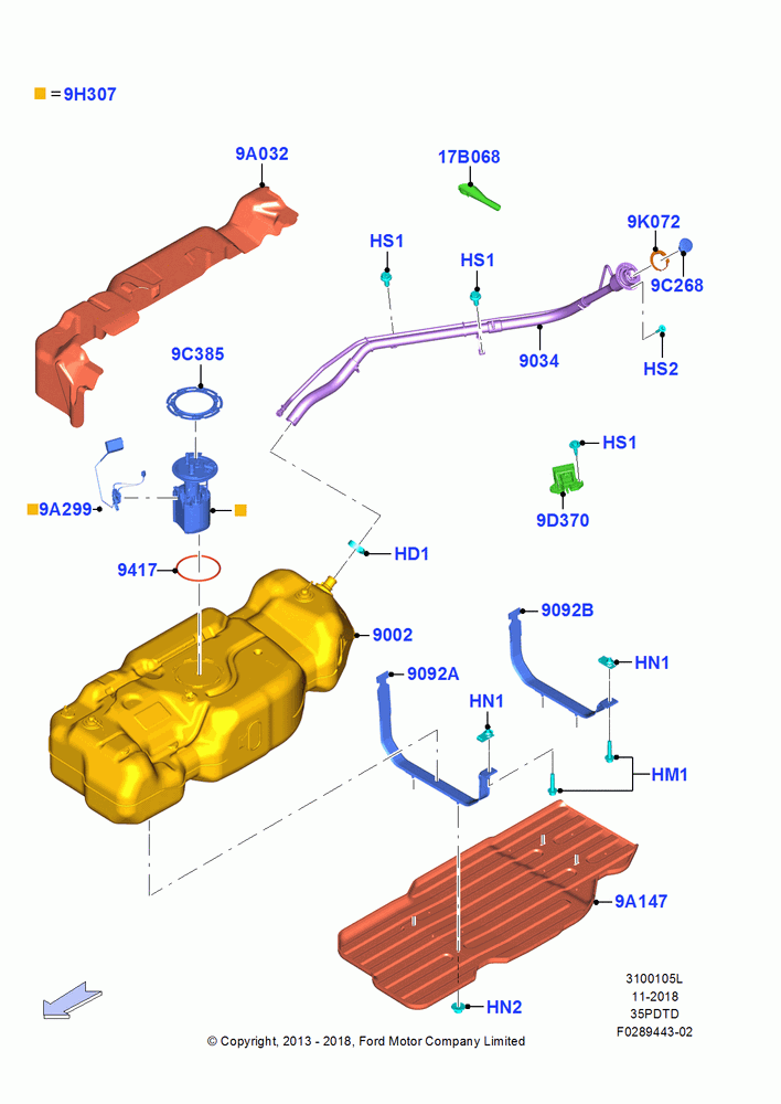 05L - Fuel Tank, 119"/3023MM Wheelbase, 3.5L V6 GTDI; 11/AUG/2014-30/JUN/2017