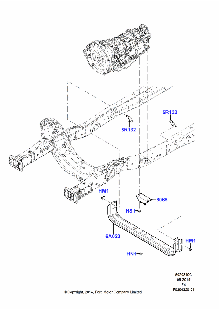 10C - Transmission Mounting, 5R110W 5 Speed Auto Trans NAAO; 04/AUG/2014