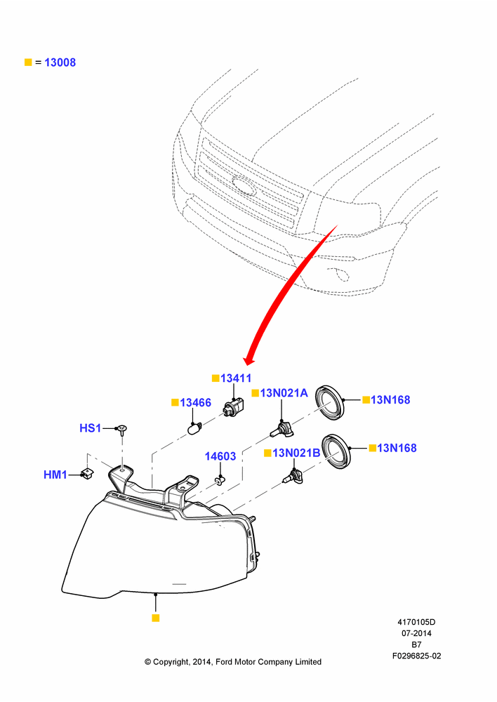 05D - Headlamps and Front Flasher Lamps, With Complex Reflect B/Out Headlamp, With Projector Beam Headlamps; 11/AUG/2014-30/JUN/2017
