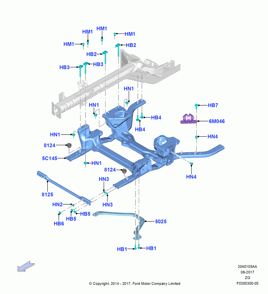 Front Susp.Arms/Stabilizer/X-Member, 2.3L EcoBoost, Crossmember