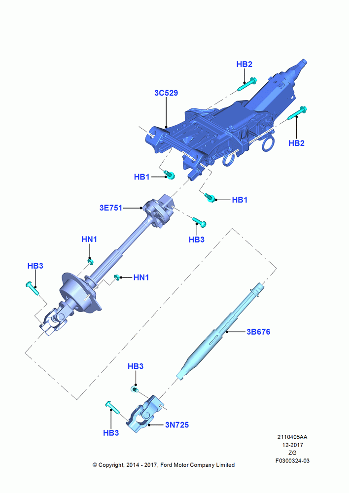 Steering Column, Less Security Pack, North American Markets