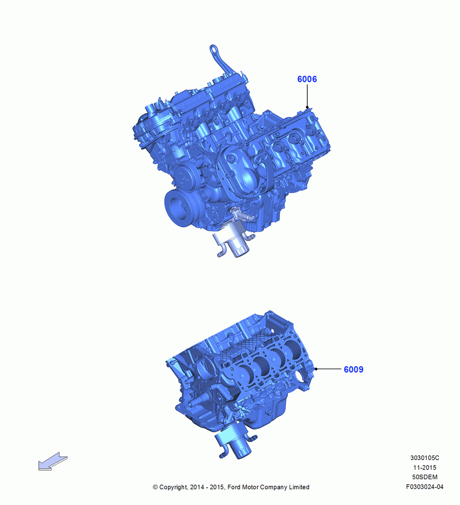 05C - Service Engine and Short Block, MOD 5.0L-4V DOHC SEFI NA; 18/AUG/2014-02/OCT/2017