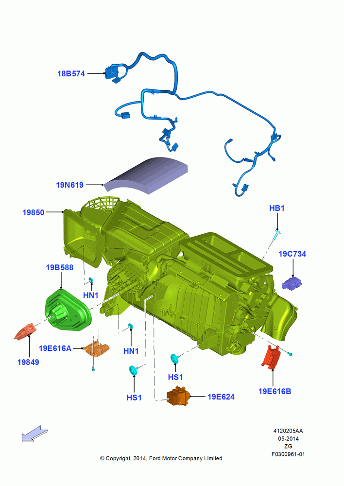 05AA - Heater/Air Cond.External Components, Manual Air Conditioning, North American Markets; 18/AUG/2014