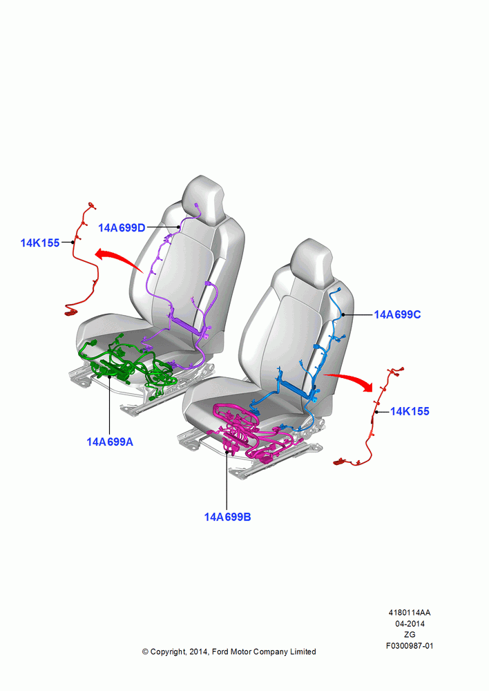 14AA - Wiring - Seats, North American Markets; 18/AUG/2014-02/OCT/2017