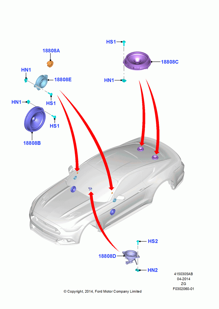 05AB - Speakers, Coupe, Midline Sound System; 18/AUG/2014-30/MAR/2015