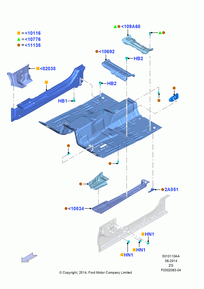 10AA - Floor Pan - Front; 18/AUG/2014