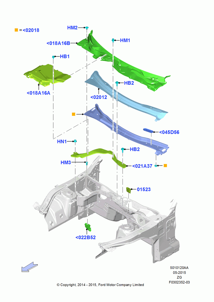 20AA - Cowl/Panel and Related Parts, LHD RWD; 18/AUG/2014
