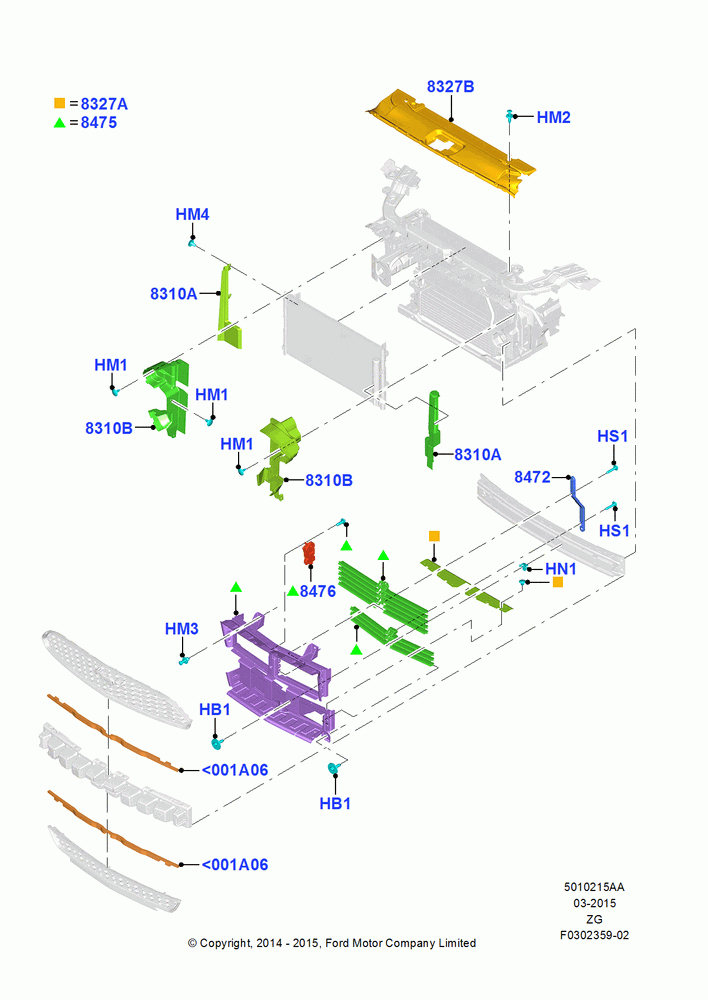 15AA - Air Deflectors, 2.3L EcoBoost, Upper Air Deflectors; 18/AUG/2014-02/OCT/2017